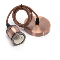 PORTALAMPADA IN METALLO VINTAGE RETRÒ E27 CON CAVO PER ILLUMINAZIONE DA SOFFITTO
