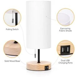 LAMPADA DA TAVOLO SCRIVANIA E27 IN LEGNO COMODINO ABATJOUR DOPPIA PORTA USB -Offerta economica OSRAM || Paulmann || ATMOSPHERA 92777037 5