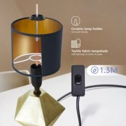 LAMPADA DA TAVOLO SCRIVANIA E14 IN CERAMICA COMODINO ABATJOUR DESIGN ORO MODERNO -Offerta economica OSRAM || Paulmann || ATMOSPHERA 92841454 3
