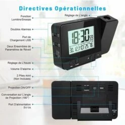 Sveglia Con Proiezione, Sveglia Con Proiettore Digitale Con Ampio Display LCD, Sveglia Con Proiezione A Soffitto, Orologio Digitale Con Doppio Allarme, Funzione Snooze, Termometro Interno -Offerta economica OSRAM || Paulmann || ATMOSPHERA 93246163 5