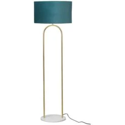 Lampada H. 156 X D. 45 Cm Ottone, Marmo Velluto Verde Petrolio Stile Art Déco NOUR -Offerta economica OSRAM || Paulmann || ATMOSPHERA 93919649 5