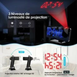 Proiettore Sveglia Soffitto Radio Fm Sveglia Proiezione Orologio Digitale A 180 ° Con Schermo A Specchio A Led Da 7 'Porta Di Ricarica USB Funzione Snooze Doppio Allarme Orologio Digitale Per Camera D -Offerta economica OSRAM || Paulmann || ATMOSPHERA 94163013 3