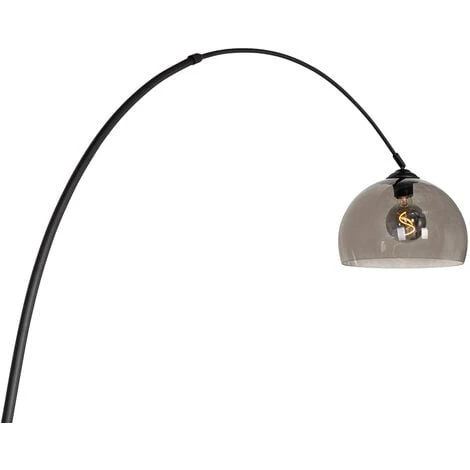 QAZQA Lampada Da Terra Con Paralume Arc - Moderno - Acciaio,Marmo,Vetro - Nero - Oblungo Max. 1 X Watt 4 QAZQA Lampada Da Terra Con Paralume Arc - Moderno - Acciaio,Marmo,Vetro - Nero - Oblungo Max. 1 X Watt - immagine 2