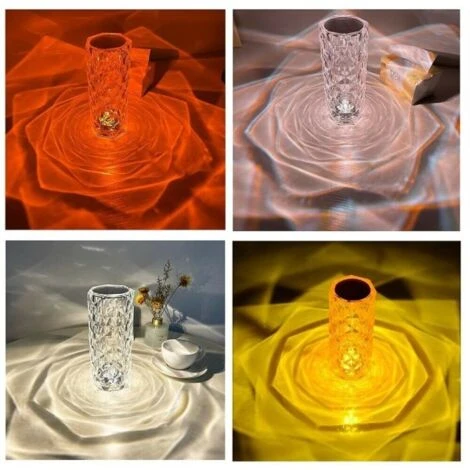 Trade Shop - Lampada Da Tavolo Led Ricaricabile Usb Effetto Cristallo Touch Rgb E Telecomando 4 Trade Shop - Lampada Da Tavolo Led Ricaricabile Usb Effetto Cristallo Touch Rgb E Telecomando - immagine 2