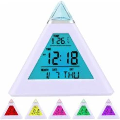 Piramide Della Sveglia Dell'orologio Digitale Con 7 Colori Che Cambiano LED