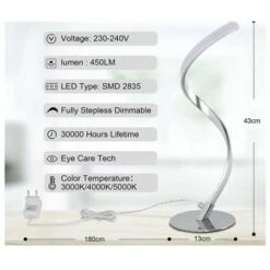Lampada Da Comodino LED A Spirale Dimmerabile, Lampada Da Tavolo Touch In Metallo 3000K-5000K (bianco Caldo/naturale/ITeddo), Moderna Lampada Da Scrivania A LED Con Cavo, Lampada Decorativa Per Camera -Offerta economica OSRAM || Paulmann || ATMOSPHERA 96838234 5