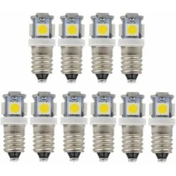 Confezione Da 10 Lampadine LED E10 9V Bianco ITeddo 5SMD 5W (bianco ITeddo, 9V)