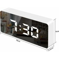 Sveglia A Specchio, Sveglia Digitale Con Data/Temperatura/Snooze/2 Allarmi/Porta Di Ricarica USB Display A LED, Per Viaggio Camera Da Letto Ufficio Cucina - Bianco -Offerta economica OSRAM || Paulmann || ATMOSPHERA 97077435 4