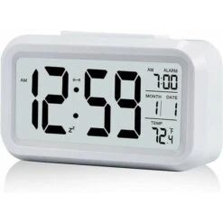 Sveglia Digitale Sveglia Mattutina, Sveglia Digitale Silenziosa A Batteria Per Bambini Adulti Grande Display A LED Calendario Della Temperatura (bianco)