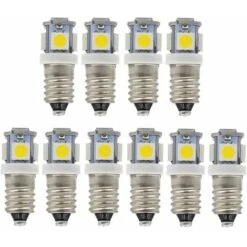 Confezione Da 10 Lampadine LED E10 9V Bianco ITeddo 5 SMD 5W (bianco ITeddo, 9V)