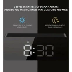 Sveglia A Specchio, Sveglia Digitale Con Display LED Data/Temperatura/Snooze/2 Allarmi/Porta Di Ricarica USB, Per Cucina Da Ufficio Camera Da Letto Da Viaggio - Nero -Offerta economica OSRAM || Paulmann || ATMOSPHERA 97078250 3