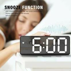 Sveglia A Specchio, Sveglia Digitale Con Display LED Data/Temperatura/Snooze/2 Allarmi/Porta Di Ricarica USB, Per Cucina Da Ufficio Camera Da Letto Da Viaggio - Nero -Offerta economica OSRAM || Paulmann || ATMOSPHERA 97078250 4