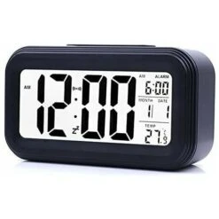 Sveglia Digitale Sveglia Mattutina, Sveglia Digitale Silenziosa A Batteria Per Bambini Adulti Grande Display A LED Calendario Della Temperatura (nero)