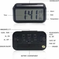 Sveglia Digitale Sveglia Mattutina, Sveglia Digitale Silenziosa A Batteria Per Bambini Adulti Grande Display A LED Calendario Della Temperatura (nero) -Offerta economica OSRAM || Paulmann || ATMOSPHERA 97078289 4