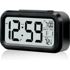 Orologio Digitale Piccolo Orologio Da Ufficio A Batteria Con Luce Notturna Intelligente Con Temperatura Interna Orologio Elettronico LCD Per Camera Da Letto Casa Ufficio Soggiorno-nero