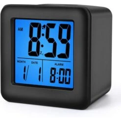 Sveglia Sveglia Digitale Facile Da Impostare Funzione Snooze, Luce Notturna, Display A Grande Schermo Ora Mese Data Nero
