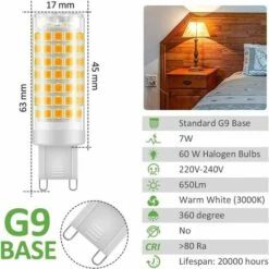 Lampadina LED G9, Senza Sfarfallio Lampade LED Da 7W Bianco Caldo 3000K 650LM Luce Alogena Equivalente A 60W Risparmio Energetico Angolo Di 360 Gradi AC220-240V Confezione Da 6 -Offerta economica OSRAM || Paulmann || ATMOSPHERA 98119894 3