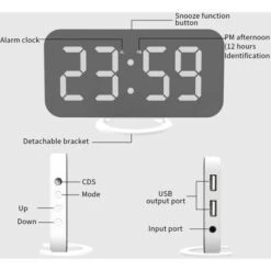 Orologio Digitale A Grande Schermo, Sveglia Elettrica A LED, Superficie Dello Specchio Per Il Trucco Con Modalità Di Regolazione Della Luminosità, 3 Livelli Di Luminosità, Doppia Porta USB, Arredament -Offerta economica OSRAM || Paulmann || ATMOSPHERA 98718965 3