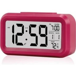 Sveglia, Piccola Sveglia Digitale, Display LCD Da 5,1" Con Calendario Con Data E Snooze, Display Con Allarme Temperatura, Comodino Facile Da Installare (rosso)